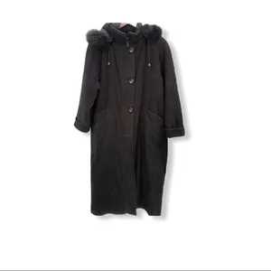 NUAGE Collection Black Coat With Genuine Fox Trim thumbnail 10