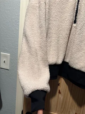 Fabletics Dream Polar Fleece Pullover Womens 3X Cream‎ Black Quarter Zip Sherpa thumbnail 2