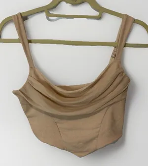 Oh Polly Cropped Bustier Corset‎ Top Beige Mesh Size 6 Coquette Y2K thumbnail 1