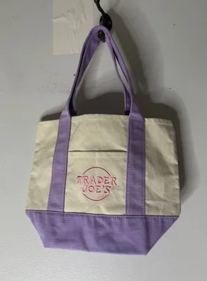 NWOT Trader Joe's‎ Pastel Mini Tote canvas purple thumbnail 1