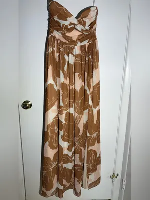 Katie May Adele Strapless Floral Maxi Dress in Brown and Blush Gown thumbnail 5