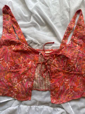 No Boundaries Paisley Tie-Front Woven Cotton Top thumbnail 3