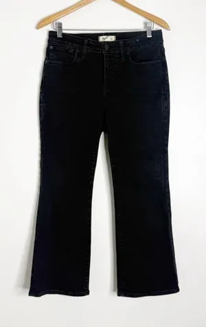 Madewell Curvy Kick Out Crop Jeans Black 29 Petite High Rise thumbnail 1