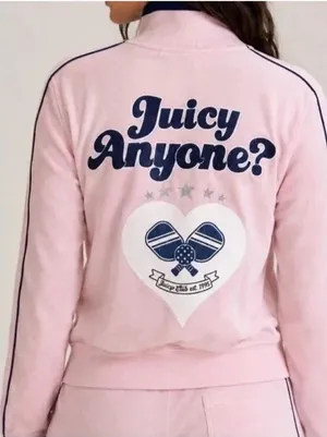 Juicy Couture Women's Cotton Velour Pickleball Jacket Size Small Juicy Anyone thumbnail 1