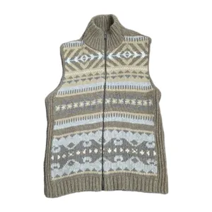 Vtg Lauren Ralph Lauren Womens Tan Fair Isle Full Zip Sweater Vest Size Medium thumbnail 4