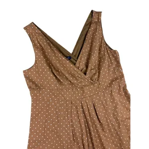 Lands'‎ End Polka Dot Sleeveless V-Neck Dress Womens 14 Brown Summer thumbnail 3