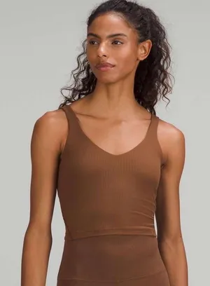 Lululemon Align Tank Brown Size 2 V Neck Yoga Built In Bra thumbnail 1