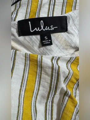 Lulus High Tide Yellow Striped One Shoulder Midi Dress Size Small thumbnail 5