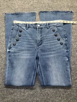 Cache Light Blue Flared Jeans with Decorative Buttons thumbnail 6