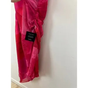 Lulus Pretty Serene Pink Floral One-Shoulder Asymmetrical Midi Dress Medium NWT thumbnail 12