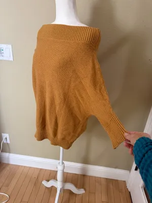 TCEC Ribbed Off Shoulder Soft Sweater 3/4 Length Sleeve Gold Size Medium thumbnail 5