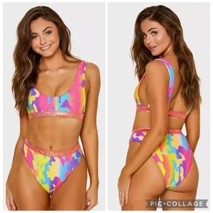 Dippin Daisys Ultra Swim Electric Camo Bikini Swimsuit Size Small thumbnail 2