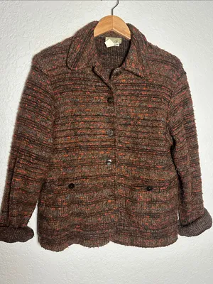 The Territory Ahead Brown Chunky Knit Button Up Jacket Sweater Cardigan Pockets thumbnail 1
