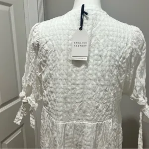 NWT English Factory GINGHAM TIERED MIDI DRESS white womens size medium oversized thumbnail 11