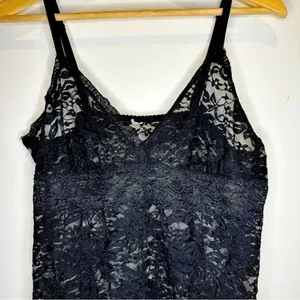 Black Lace Camisole Medium Large Vintage Retro Glam Boudoir pinup romantic thumbnail 4