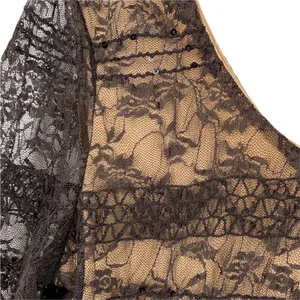 Worth Black Stretch Lace Long Sleeve Top with Sequin Trim – Size M thumbnail 3