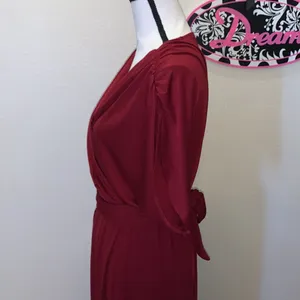 Angvns Amazon dark red ruched open sleeves maxi dress thumbnail 6
