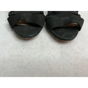 Vince Camuto Womens 9W Black Strappy Lace Up Cage Sandals Cone Heel Side Zip thumbnail 7