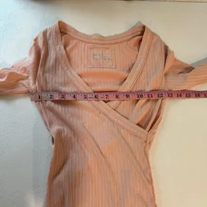 Aerie Ribbed Wrap Bodysuit XS Pink Long Sleeve Ballet Core NWT thumbnail 8