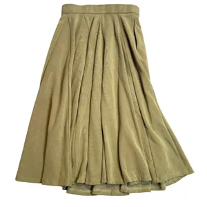 OGL Pleated Midi Volume Skirt Womens S Green Ribbed Pockets Office Capsule NEW thumbnail 10