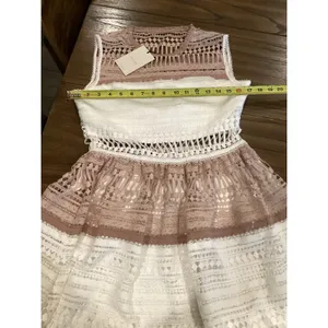 Alexis Embroidered Lace Melania sleeveless fit flare mini Dress White & Beige S thumbnail 4