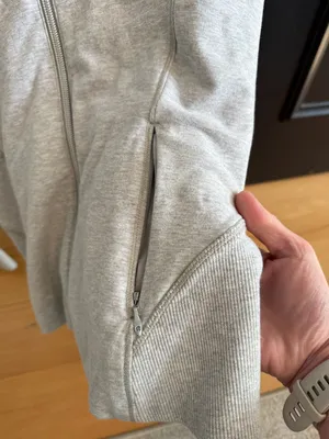 lululemon athletica Heather Light Gray Full-Zip Hooded Scuba Jacket thumbnail 3