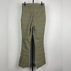 Urban Outfitters Black Green Checked Plaid Cropped‎ Flare Pants thumbnail 3