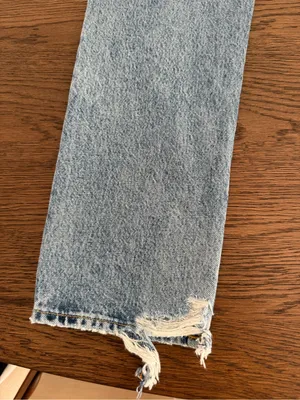 Agolde Light Blue Straight Leg High-Rise Jeans with Button-Fly thumbnail 6