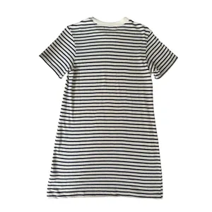 PerfectWhiteTee Striped Cotton T-Shirt Dress Small Cream Navy Short Sleeve USA thumbnail 3