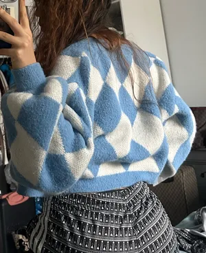 Cozy Cropped Button Sweater With Top Set thumbnail 3