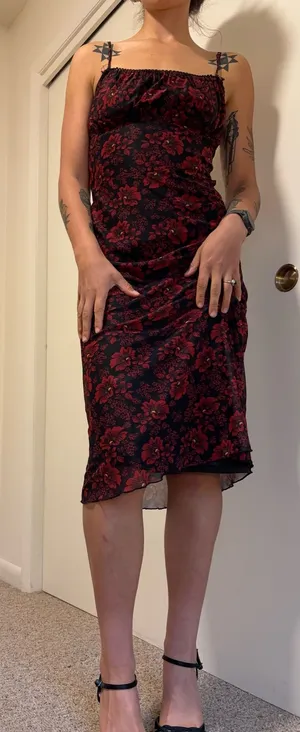 Red and black midi dress verge girl thumbnail 1