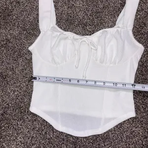 Lush Clothing white ribbed crop top with tie front detail, size S thumbnail 5