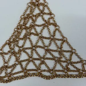 Gold Tone Geometric Chain Link Body Jewelry Halter Top Festival Rave Wear thumbnail 2