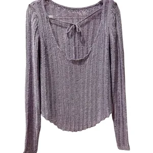 Free People Let's Dance Long Sleeve Open Back Ladder Lilac‎ Knit Sweater S New thumbnail 4