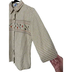 Cascade Blues Womens M Gingham Embroidered Button Up‎ Shirt 3/4 Sleeve Top thumbnail 2