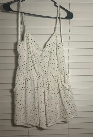 White Polka Dot romper thumbnail 1