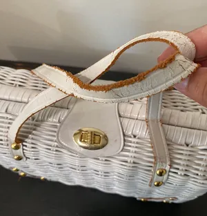 Vintage 60’s Purse Leather Straps White thumbnail 4