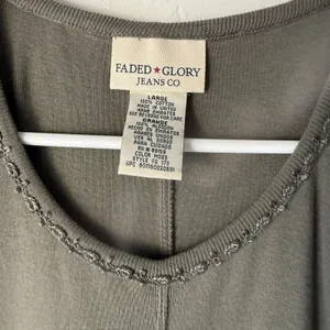 Faded Glory Dress Vintage 90s Large Green Moss Maxi‎ Short Slv Knit Cottage thumbnail 4