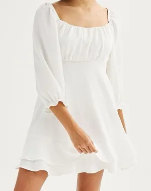 Speechless White‎ Mini Dress Puff Sleeve Ruffle Hem Cottagecore Women’s M NWT thumbnail 1
