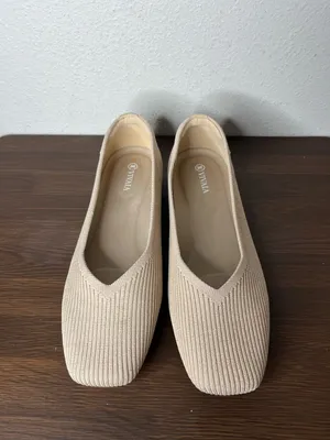 Vivaia Golden Almond Glitter Margot 2.0 Square Toe V Cut Flats Washable Size 41 thumbnail 5