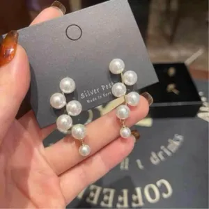 Elegant White Pearl Tassel Dangle Drop Earrings for Women thumbnail 2