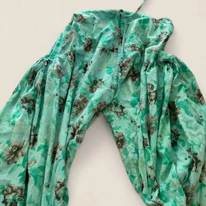 Mint Green Floral Harem Pants Boho Fairycore Artsy Coastal Relaxed Fit M thumbnail 2