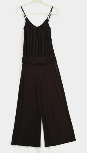 Lapis Women S Brown Wide Leg Jumpsuit Spaghetti Strap Ruched Waist Y2K 2000 Boho thumbnail 1