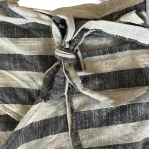 Ecote Wrap Top Black Ivory Stripe Cotton Tie Waist‎ Short Sleeve S Boho thumbnail 9