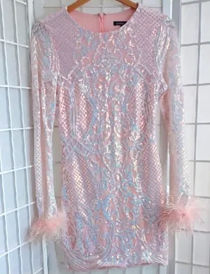Blondie Nites Sequined Dress With Feathers thumbnail 1