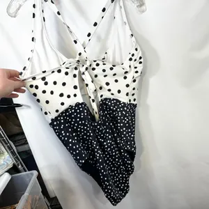 Beach Betty XL One Piece Swimsuit Polka Dot Black White Vacation Beach Pool‎ 734 thumbnail 3