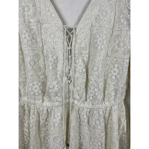 American Eagle Ivory Lace Dress L Lace Up Cottagecore Festival Mini thumbnail 6
