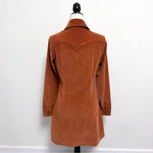 Faherty Harvest Brown Burnt Orange Corduroy Button Up Malone Shirt Dress XS New thumbnail 5