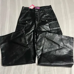 Edikted Black Faux Leather Trousers thumbnail 1