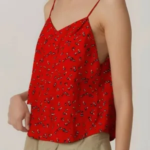 Gap‎ Red Black Floral V-Neck Cami Tank Top XS thumbnail 1